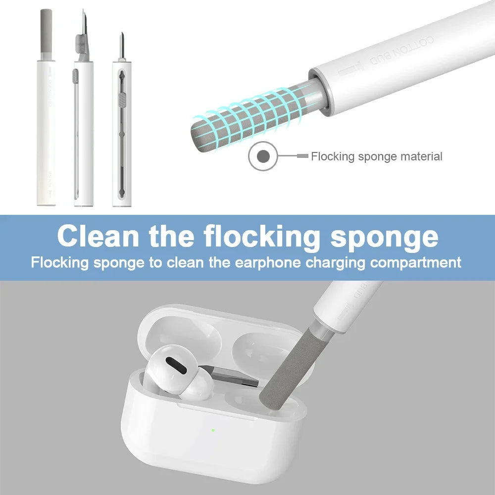 3 in 1 Sliding Cleaning Pen for Earphones Brush for Airpods 3 Pro Series Case Headsets Cleaners Earbuds Cleaning Tools