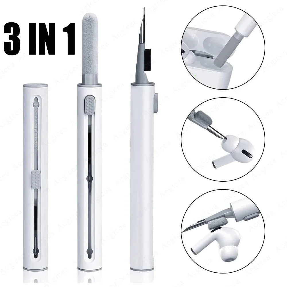 3 in 1 Sliding Cleaning Pen for Earphones Brush for Airpods 3 Pro Series Case Headsets Cleaners Earbuds Cleaning Tools
